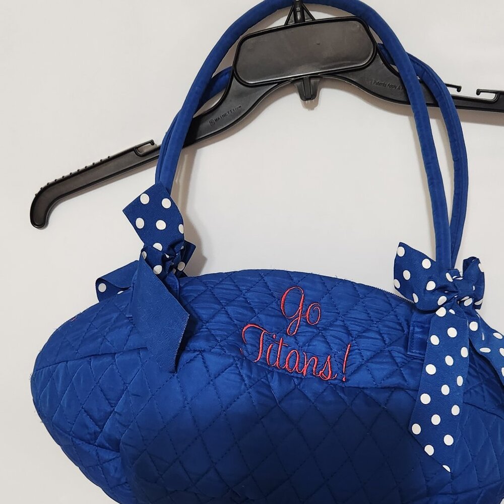 BELVAH Titans Quilted Football Handbag Medium Tote Bag Embroidered-"Go Titans!"
